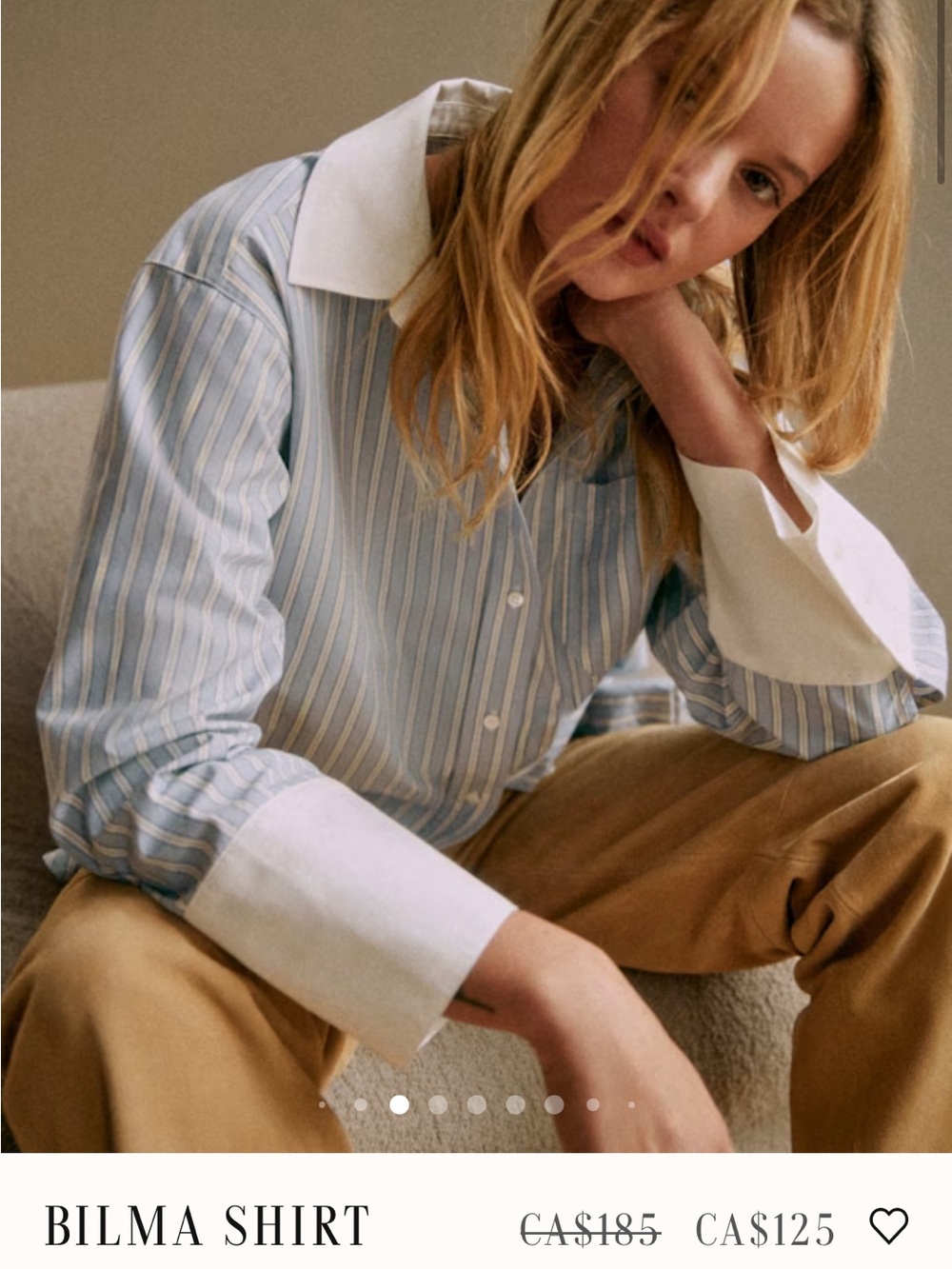 Sezane Bilma Shirt - Light Blue Stripe with White Collar & Cuffs